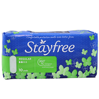 Stayfree Cotton Soft Regular Pads, Non Woven, 10/Pack