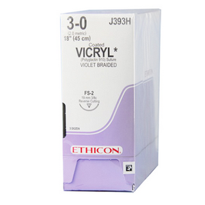 Coated VICRYL* Sutures Violet 45cm 3-0 FS-2 19mm - Box/36 Box
