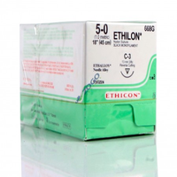668G Ethilon Nylon Suture, Size 5-0, Length 18", Black Monofilament, C-3 Needle, Reverse Cutting, Non Absorbable, 12/Box Box
