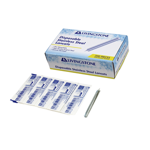 Livingstone Diabetic Manual Blood Letting Lancet and Splinter Probe, All Stainless Steel, Sterile, Plastic Free, 200/Box Box