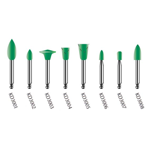 Kenda Amalgam Hi-Shine Polishing, No. 3006 3 x 7mm, Small Point, Right Angle, Green, 6/Pack Pack