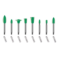 Kenda Amalgam Hi-Shine Polishing, No. 3008 5 x 10mm, Medium Point, Right Angle, Green, 6/Pack Pack