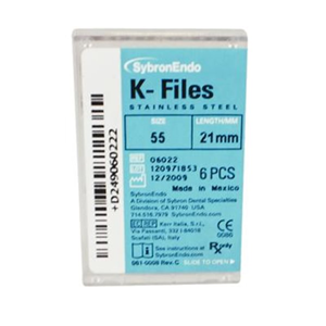 Livingstone K-Files, 21mm, No. 55, Stainless Steel, Colour-Coded, 6/Pa ...