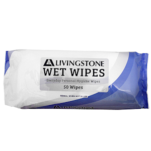 Livingstone Wet Cleansing Wipes Adult, Extra Large and Thick, 24x30cm, Alcohol Free, 50 in Soft Resealable Pack, 12 Packs/Carton Carton