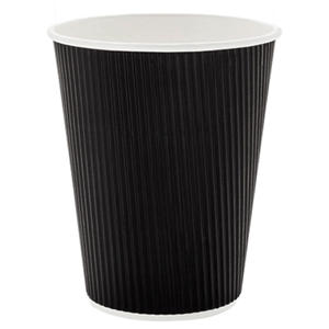 Livingstone Corrugated Paper Cup 237ml or 8oz, Hot & Cold, Biodegradable, Double Wall, Black, 25/Pack, 20 Packs/Carton, 500/Carton Carton