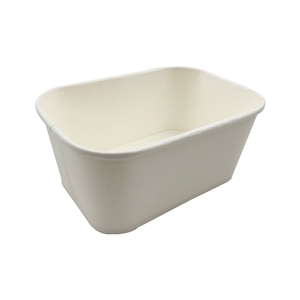 LivEco Rectangular Paper Take Away Container Base, 1000ml, 320GSM + 30GSM PLA, White Paper, 300 Pieces/Carton Carton