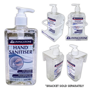 Livingstone Antibacterial Hand and All-Purpose Sanitising Gel, 75pct Ethanol Ethyl Alcohol with Pump Dispenser, No Colouring, 375ml, Each Each