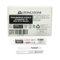 Livingstone Surgical Skin Marker, Standard Tipster Pen with Ruler, Sterile, Purple, 100/Box Box
