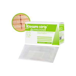 Klosure-Strip Livingstone Reinforced Wound Skin Closure Strips No. 02, 6 x 75mm, 3 Pieces/Pack, 50 Packs/Box, 150/Box Box