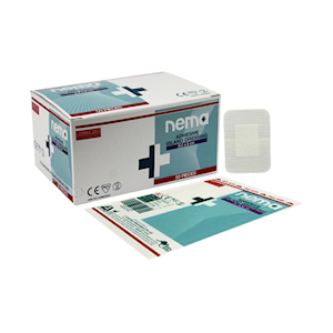 Nema Adhesive Island Dressing with Non-Adherent Pad, Nonwoven 8.2 x 6cm,, White, Sterile, 50/Box (Supplied as 10 bxs of 5) Box
