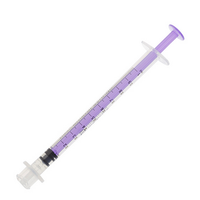 Enfit Enteral Syringe, 1ml, Low Dose, Sterile, Single Use, Purple, 100 Pieces/Pack