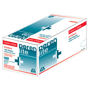 Poren-Lite Non-Adherent Absorbent Dressing, 7.5 x 10cm, Sterile, 100/Box Box