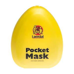 Laerdal Pocket Mask with Oxygen Inlet, Valve and Filter, HC Yellow, English, 10 Pieces/Pack