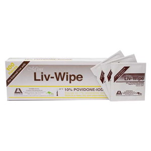 Mini Liv-Wipe 10pct Povidone Iodine Wipes, 55 x 50mm, 100/Box Box