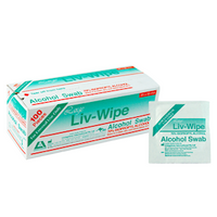 Liv-Wipe Large Antibacterial Alcohol Swabs, Prep Pad, 70 Percent Isopropyl Alcohol Sanitiser, 65 x 56mm, 100/Box