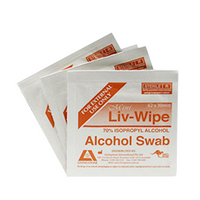 Out of Date, Unopened Condition, Price Discounted, Liv-Wipe Mini Alcohol Swabs Prep Pad 70pct Isopropyl Alcohol Sanitiser 62 x 30mm, Loose