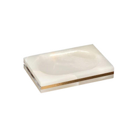 Marble Soap Dish, 12(L) x 8(W) cm, Square, White Gold, Each