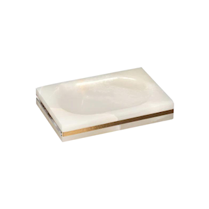 Marble Soap Dish, 12(L) x 8(W) cm, Square, White Gold, Each