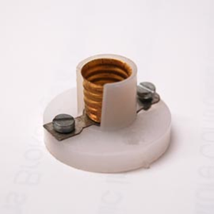 Lamp Holder, MES, Recyclable Plastic Round Base with Screw Terminals, White, Each Each