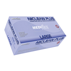 Niclean Plus Nitrile Gloves Examination, Long Cuff, Powder Free, Large, Violet, 1500/Carton