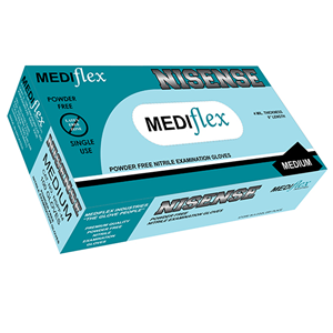 Nisense Nitrile Gloves Examination, Sky Blue Colour, Powder Free, Large, 1000/Carton Carton