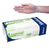 Universal Vinyl Gloves, Recyclable, 5.5g, Low Powder, Large, Blue, HACCP Grade, 100/Box Box