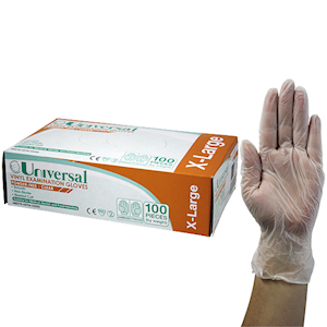 Universal Vinyl Gloves, Recyclable, 5.5g, Powder Free, Large, Blue, HACCP Grade, 100/Box Box