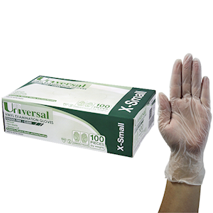 Universal Vinyl Gloves, Recyclable, 5.5g, Powder Free, Large, Blue, HACCP Grade, 100/Box Box