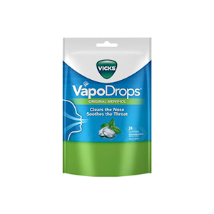 Vicks VapoDrops Original Menthol Lozenges, 24 Pieces/Pack Pack