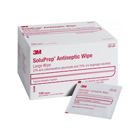 3M SoluPrep Antiseptic Wipes, 2pct Chlorhexidine Gluconate, 70pct Isopropyl Alcohol, Large, Clear, 100 Pieces/Box (101.07) Box
