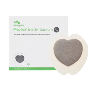 Mepilex Border Sacrum Antimicrobial Foam Dressings, 18 x 18cm, Self Adherent, 5/Box Box