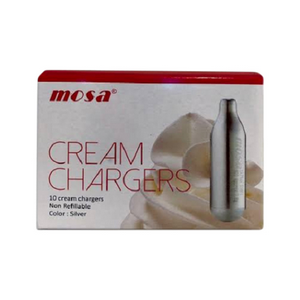 Out of Date, Mosa Whip Cream Chargers, N20, Silver, 10/Pack, Original Unopened Condition, Price Discounted, While Stocks last