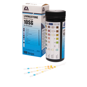 Livingstone Urine Reagent Multi Test Strips for Urinalysis, 10 Parameters plus Specific Gravity, 100 Tests/Vial Vial