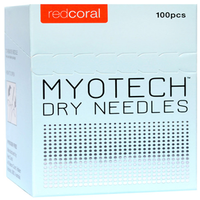 Out of Date, Red Coral Myotech Dry Needles, Acupuncture, 0.30mm x 100mm, 100/Box, Price Discounted, While Stocks last Box