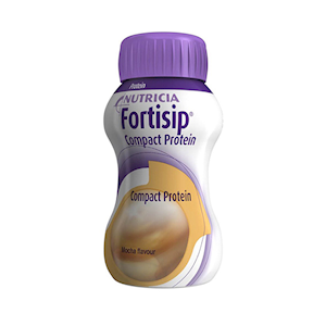 Nutricia Fortisip Compact Protein, Mocha, 125mL Plastic Bottle, 24 Bottles/Carton Carton