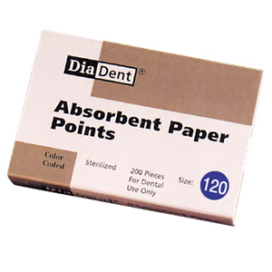 Diadent Absorbent Paper Points, ISO Size No. 120, Biodegradable, Sterile, Blue, 120/Vial, 6 Vials/Pack Pack