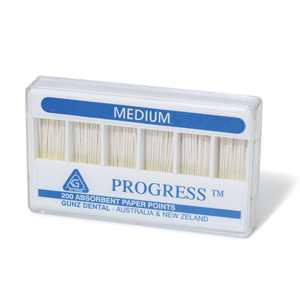 Progress Absorbent Paper Points, Size No. M, Medium, Biodegradable, Sterile, Blue, 200/Pack Pack