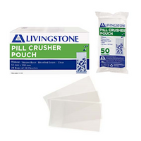 Livingstone Medicine Pill Crusher Pouch, Ribbed, Bevelled Seam, Rounded Corners, Clear, 52 x 120mm, 1000/Box Box
