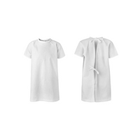 MEDI8 Patient Gown, 155GSM, 50pct Polyester Cotton, Open Back with Ties, Short Sleeve, Child, White, Each