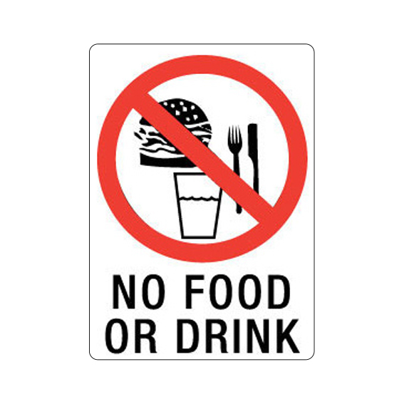 No Food Or Drink Safety Sign 225x300mm | Livingstone International