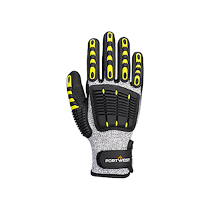 Portwest Anti Impact Cut Resistant Glove, A722, Large, Grey/Black, Non-Sterile, Pair