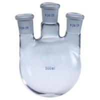 Round Bottle Flasks, 3 Necks Socket 14/23 Angled Socket 14/23 50ml Each