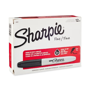 Sharpie S3001 Permanent Marker, Fine Point, 1mm, Black, Each Each