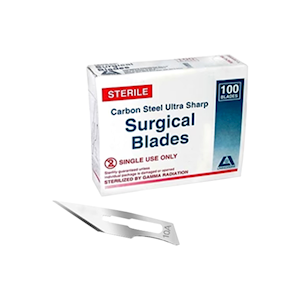 Livingstone Surgical Scalpel Blade, Size 10, Carbon Steel, Sterile, 100/Box Box