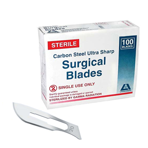 Livingstone Surgical Scalpel Blade, Size 10, Carbon Steel, Sterile, 100/Box Box