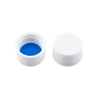 Screw Cap for 4mL Vials, N13, White Polypropylene Closed Top with Silicone White/PTFE Blue Seal, Assembled, 100 Pieces/Pack
