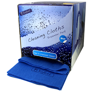 Sofeel Cleaning Cloths, Regular Dispenser Pack, 40 x 30cm, High 70 Percent Viscose, Blue, 40 Cloths/Pack, 240/Carton Carton