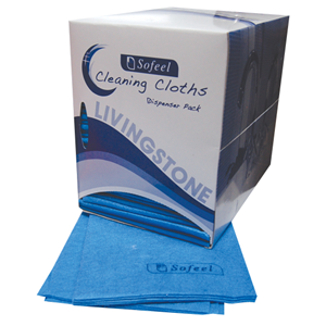 Sofeel Cleaning Cloths, Regular Dispenser Pack, 40 x 30cm, High 70 Percent Viscose, Blue, 40 Cloths/Pack, 240/Carton Carton