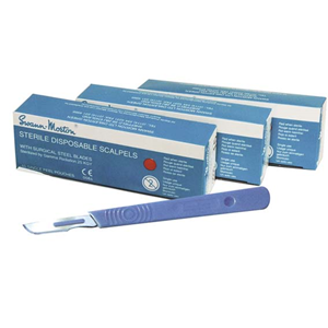 Swann Morton Disposable Scalpel, Stainless Steel Blade Size 10 Attached to Handle, Sterile, 10/Box Box