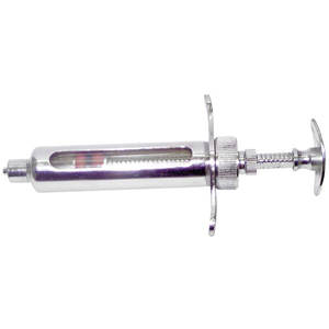 Veterinary Metal Syringe with Glass Barrel, Luer Lock Nozzle, 10ml, Each Each